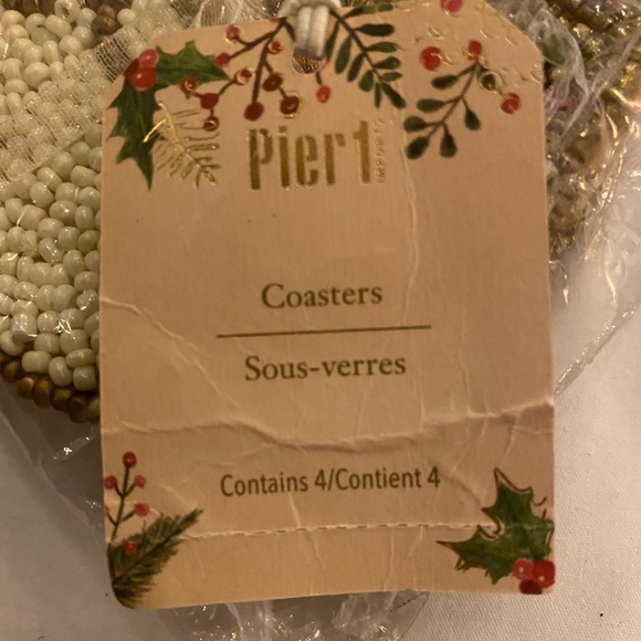 NIP Pier 1 Sant Face Beaded Coasters Made in India - Picture 2 of 9